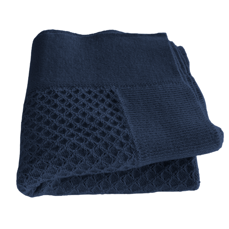 Esencia Maya Blanket - 100% Alpaca Fiber Navy | Little Mino