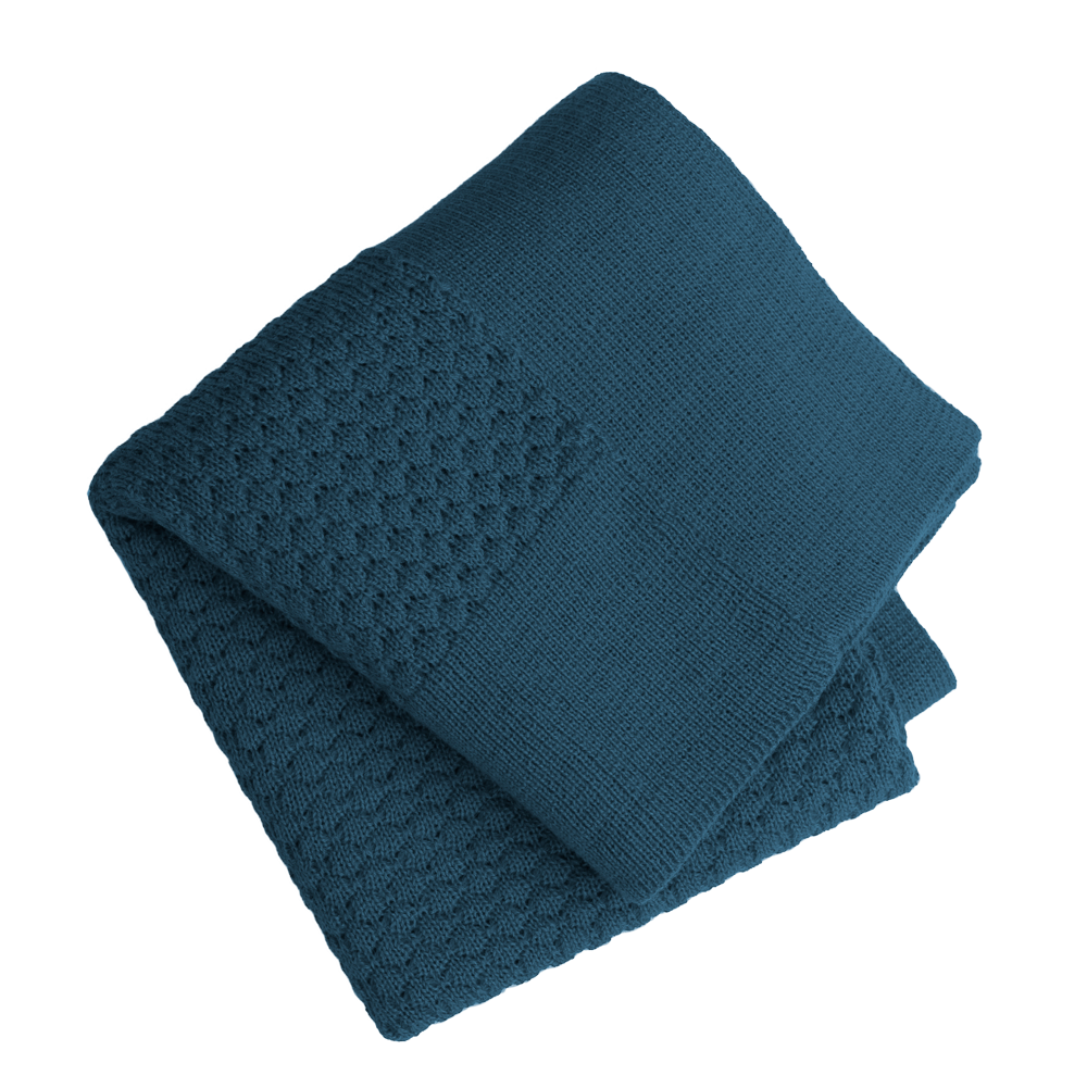 Esencia Maya Blanket - 100% Alpaca Fiber Teal | Little Mino