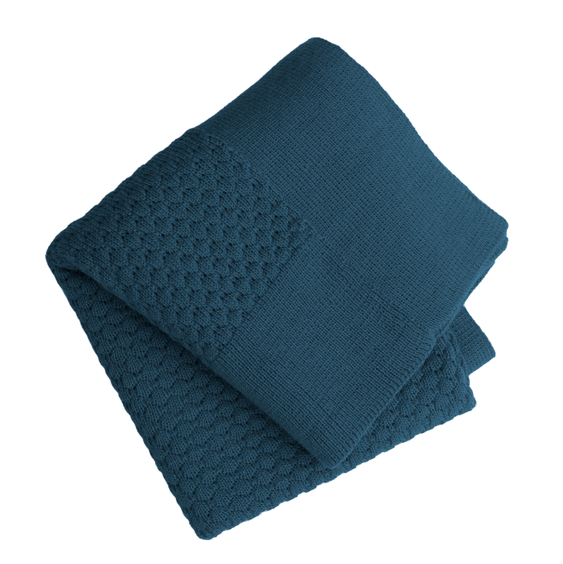 Esencia Maya Blanket - 100% Alpaca Fiber Teal | Little Mino