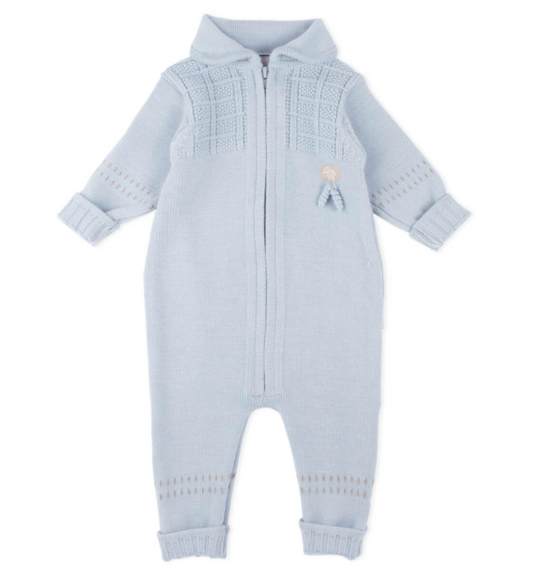 Lillelam Baby Bunting Suit Classic - 100% Merino Wool Baby Baby Blue| Little Mino