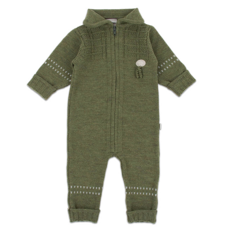 Lillelam Baby Bunting Suit Classic - 100% Merino Wool Green | Little Mino
