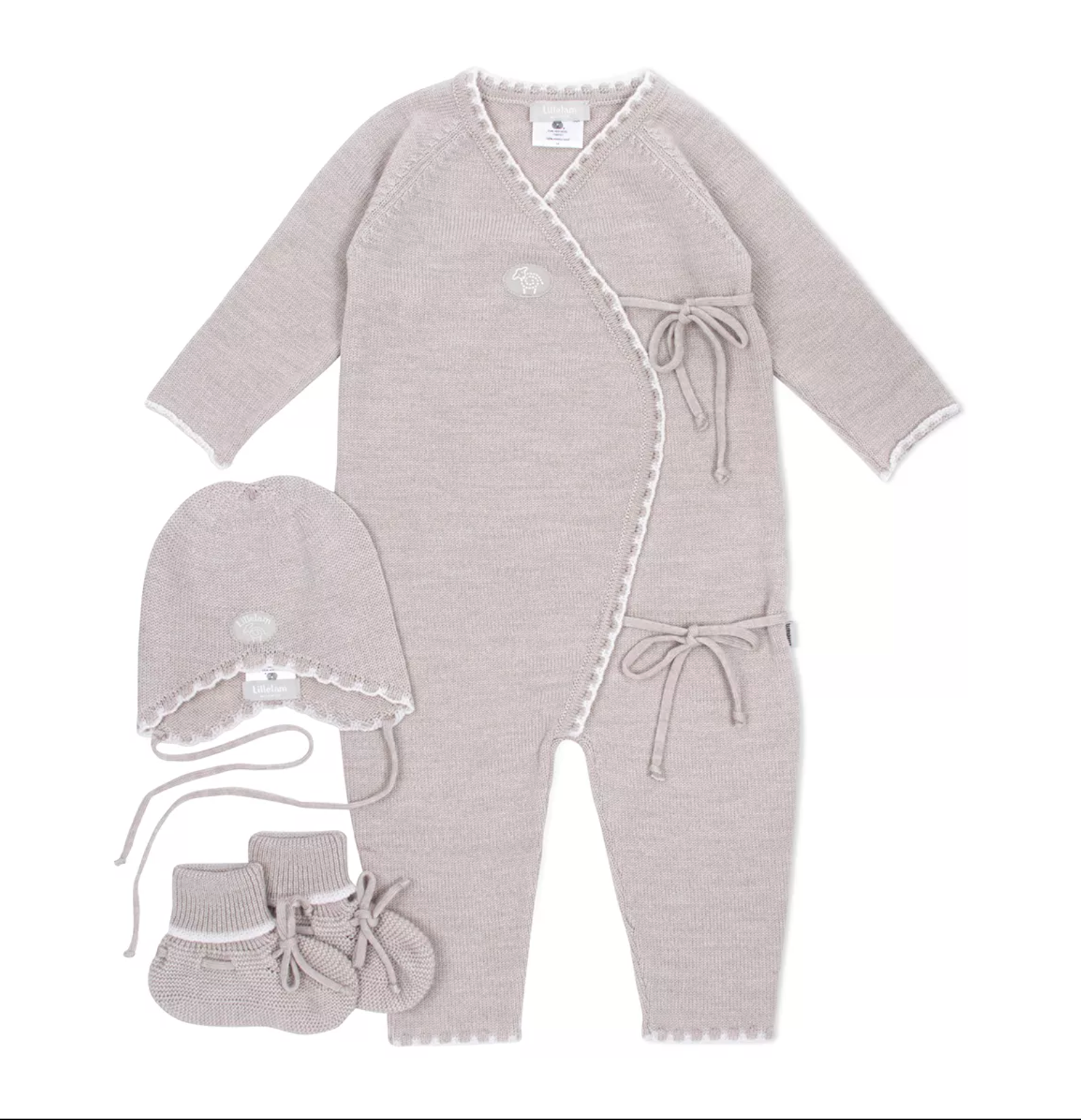 Lillelam 100% Merino Hentesett (Homeset) - Beige | Little Mino