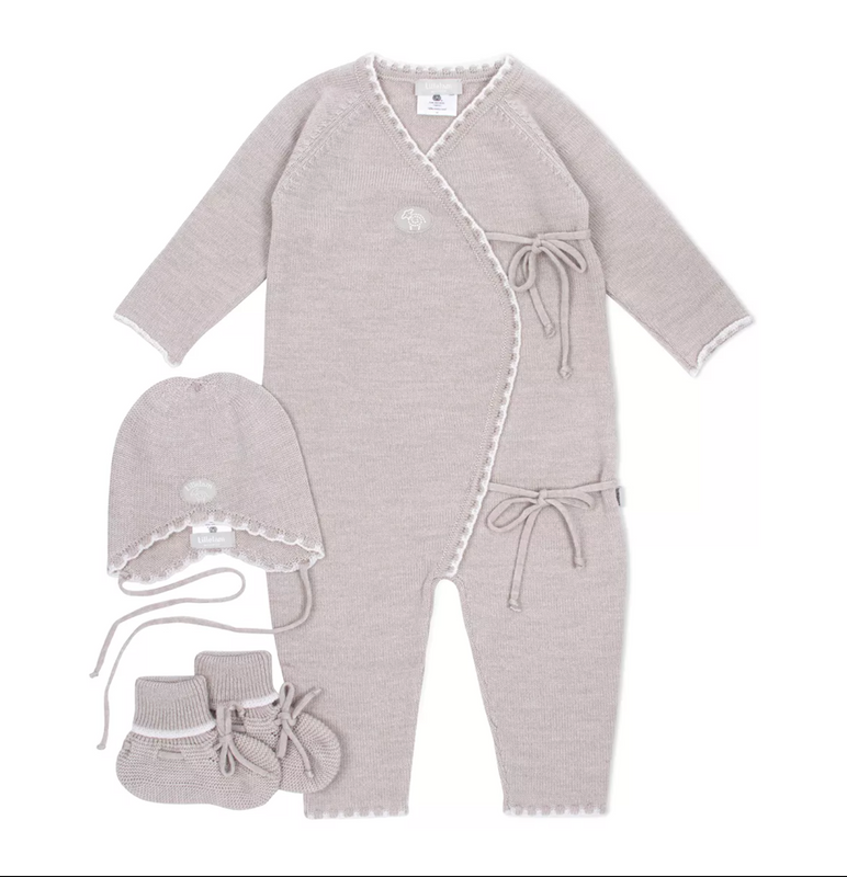 Lillelam Merino Wool Hentesett Take-Home Outfit Beige | Little Mino