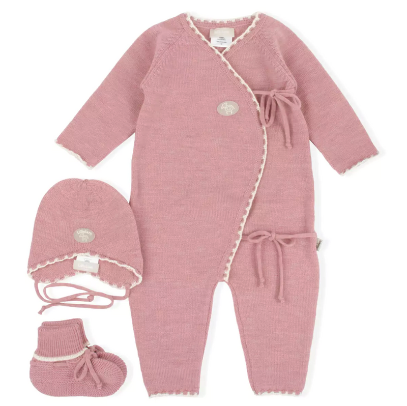 Lillelam Merino Wool Hentesett Take-Home Outfit Heather Pink | Little Mino