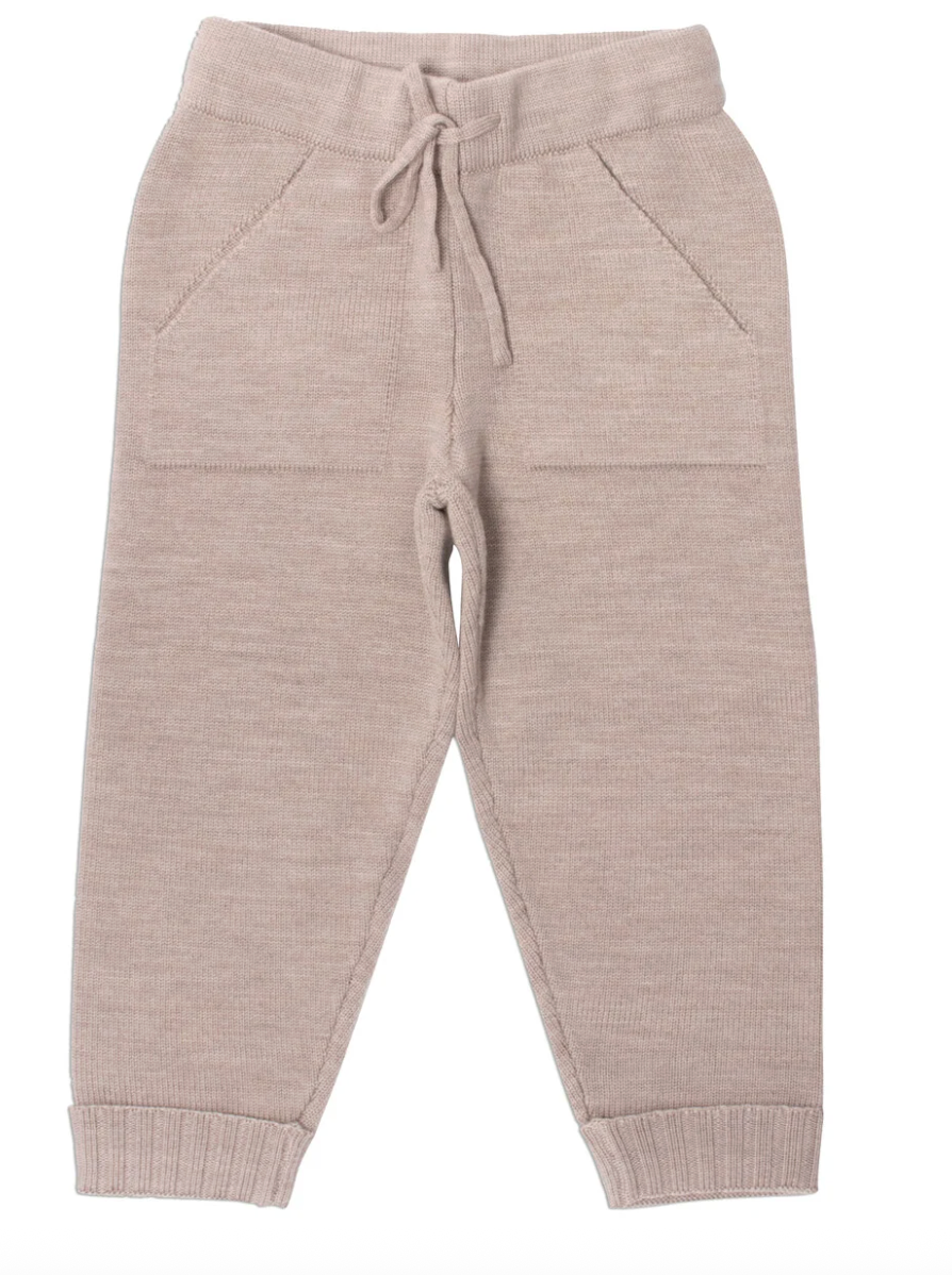 Lillelam 100% Merino Trousers with pockets - Beige | Little Mino