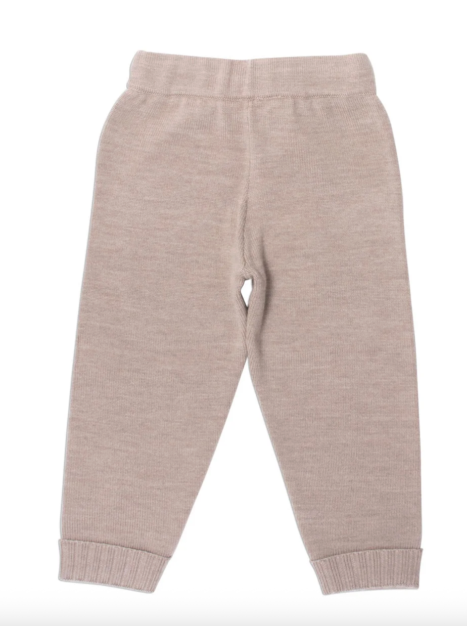 Lillelam 100% Merino Trousers with pockets - Beige | Little Mino