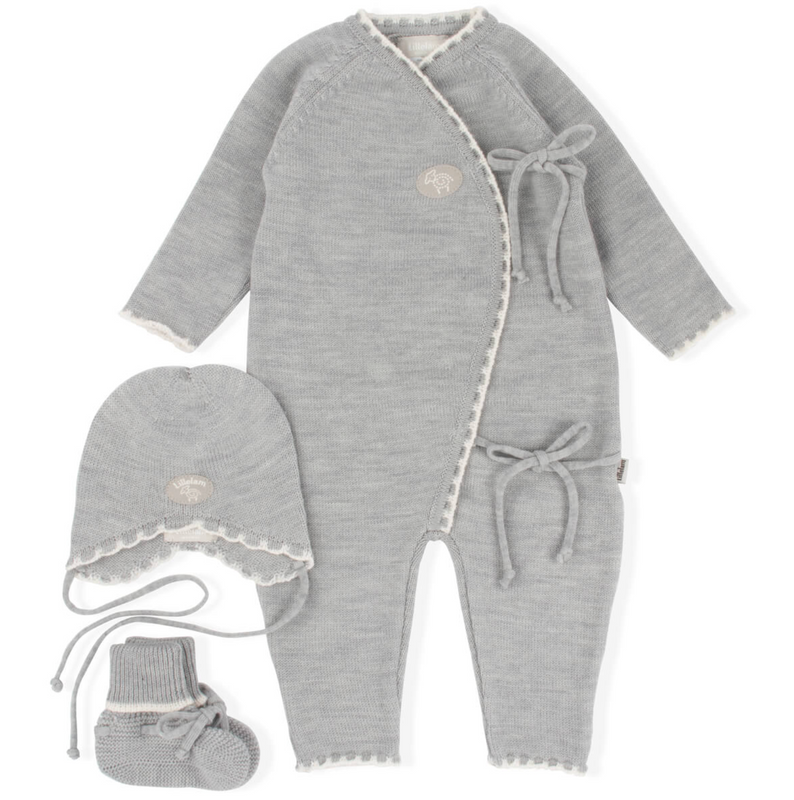 Lillelam Merino Wool Hentesett Take-Home Outfit Gray | Little Mino