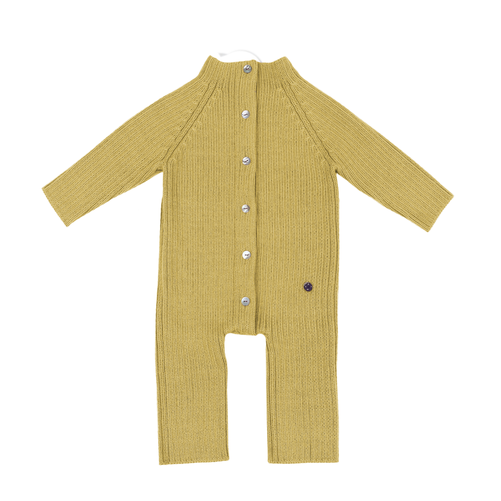 Esencia Terry Jumpsuit Baby Bunting Suit - 100% Alpaca Fiber Yellow Amber | Little Mino