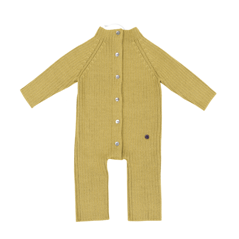 Esencia Terry Jumpsuit Baby Bunting Suit - 100% Alpaca Fiber Yellow Amber | Little Mino