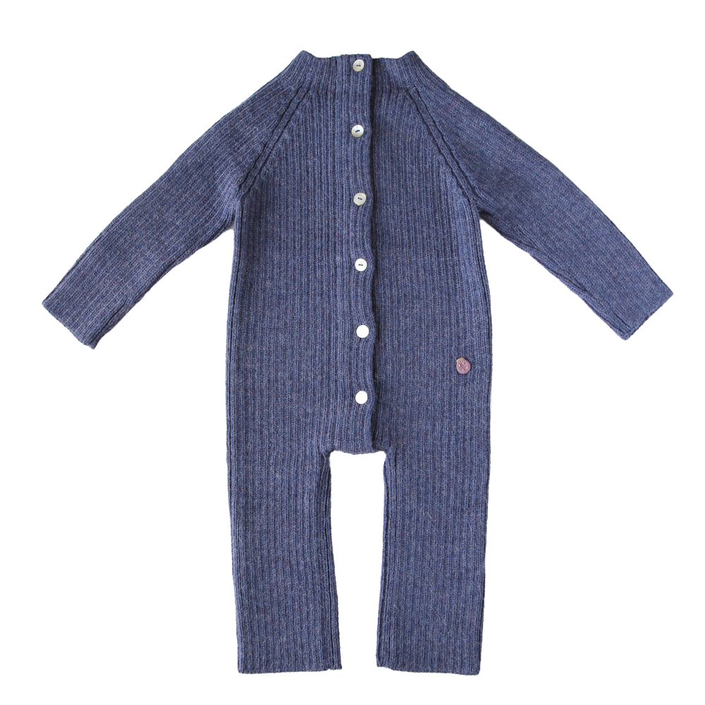 Esencia Terry JumpsuitBaby Bunting Suit - 100% Alpaca Fiber Blue | Little Mino