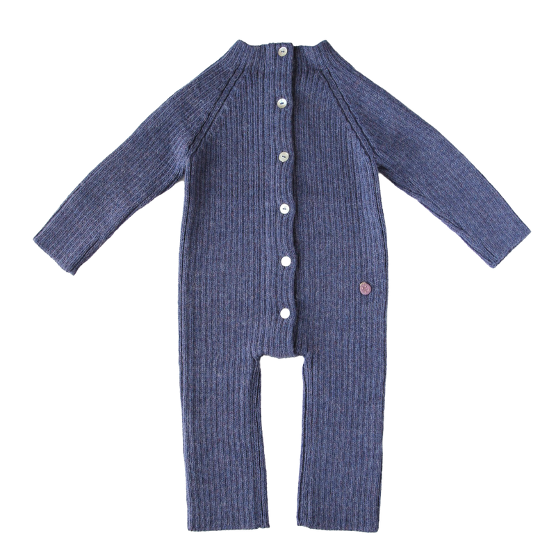 Esencia Terry JumpsuitBaby Bunting Suit - 100% Alpaca Fiber Blue | Little Mino