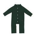 Esencia Terry Jumpsuit Baby Bunting Suit - 100% Alpaca Fiber Coral Dark Green | Little Mino