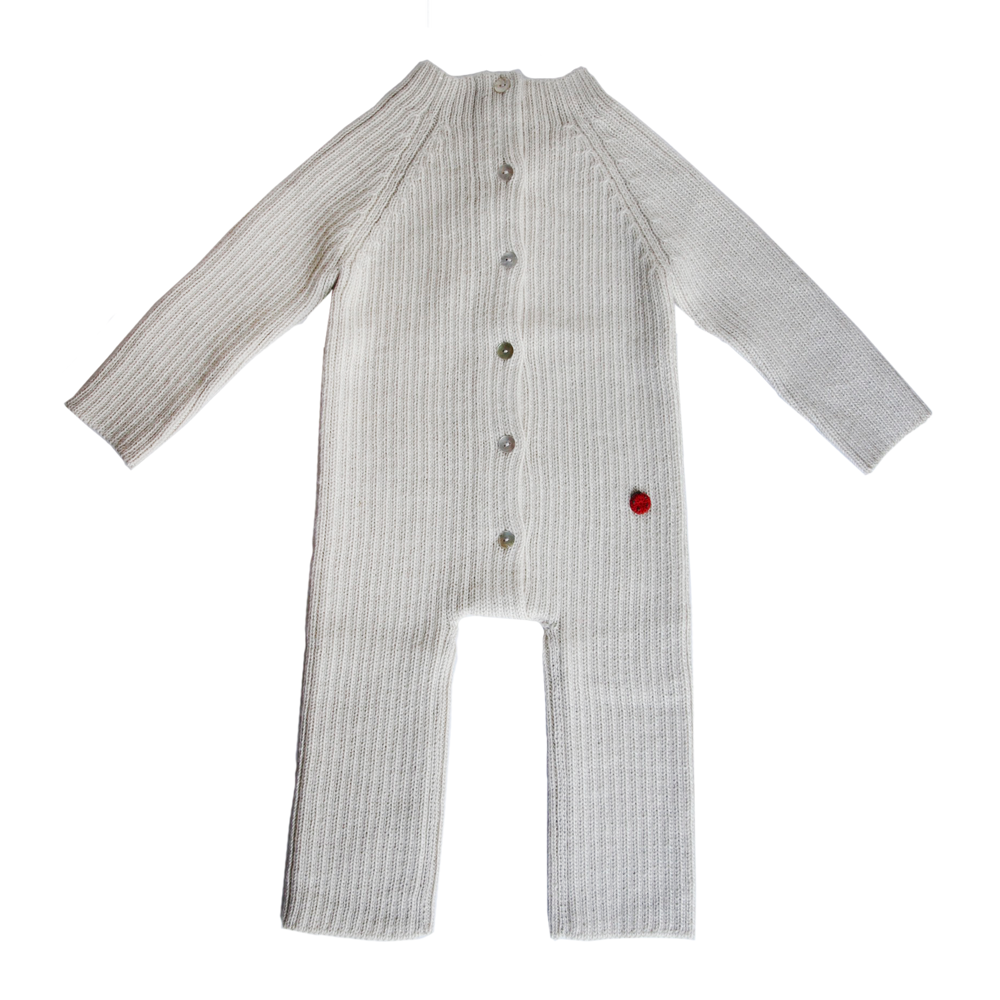 Esencia Terry Jumpsuit Baby Bunting Suit - 100% Alpaca Fiber Ivory | Little Mino