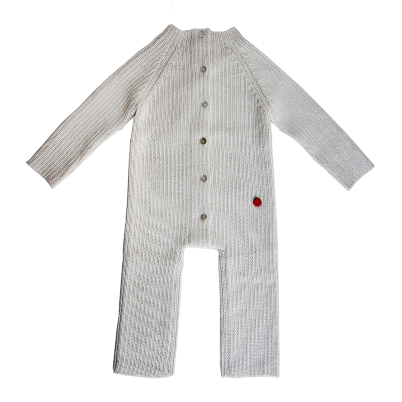 Esencia Terry Jumpsuit Baby Bunting Suit - 100% Alpaca Fiber Ivory | Little Mino