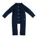 Esencia Terry Jumpsuit Baby Bunting Suit - 100% Alpaca Fiber Navy | Little Mino