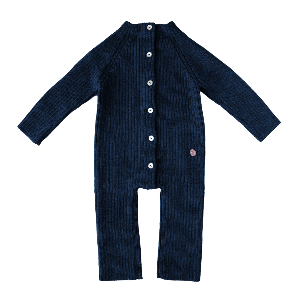 Esencia Terry Jumpsuit Baby Bunting Suit - 100% Alpaca Fiber Coral Dark Charcoal | Little Mino