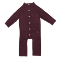 Esencia Terry JumpsuitBaby Bunting Suit - 100% Alpaca Fiber Plum | Little Mino
