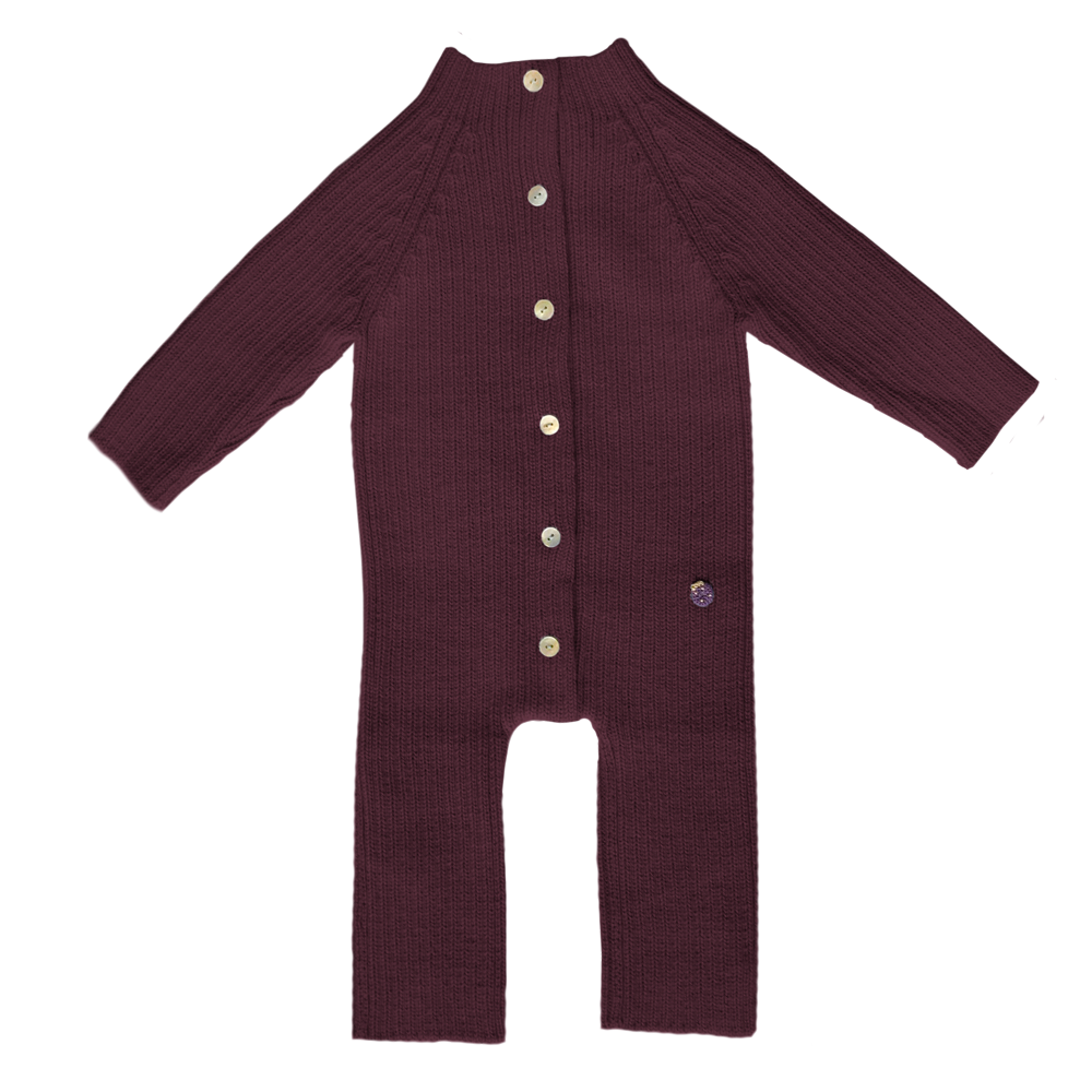 Esencia Terry JumpsuitBaby Bunting Suit - 100% Alpaca Fiber Plum | Little Mino