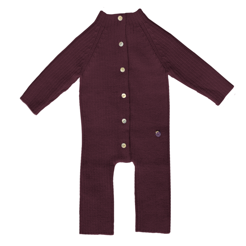 Esencia Terry JumpsuitBaby Bunting Suit - 100% Alpaca Fiber Plum | Little Mino