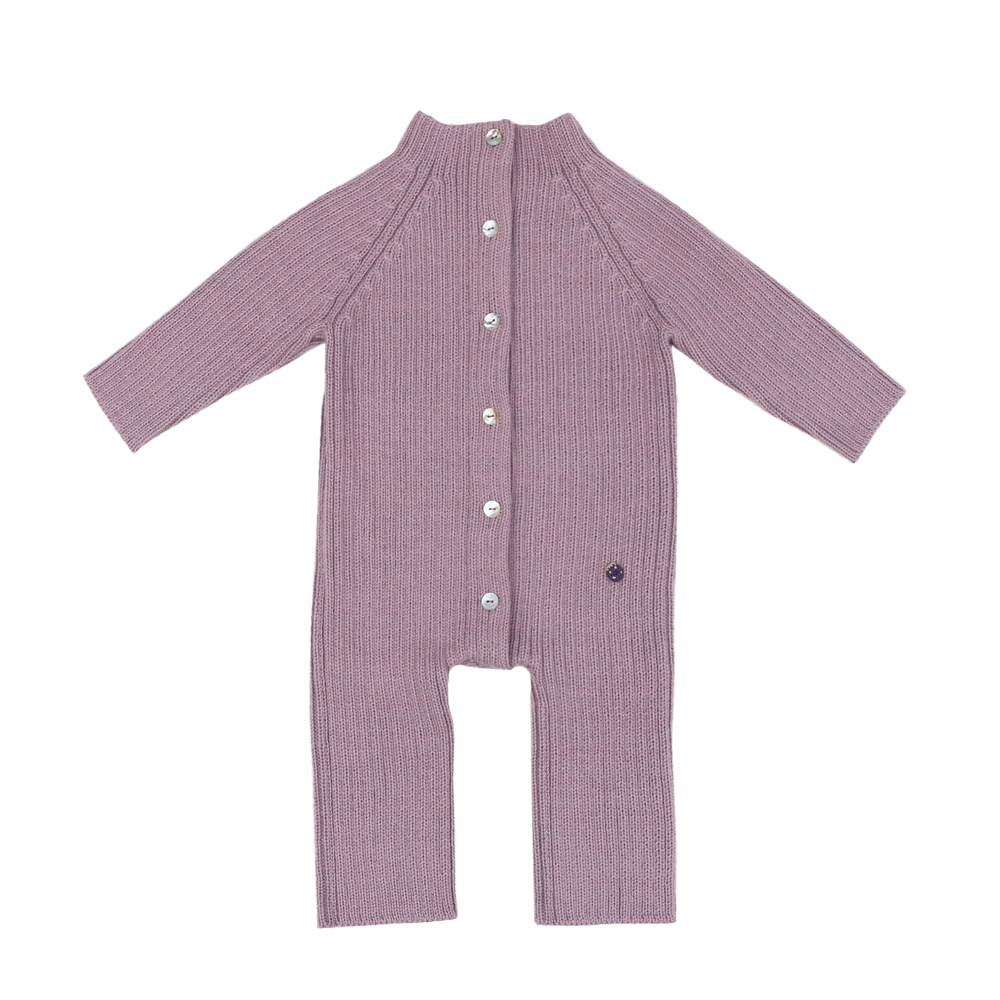 Esencia Terry JumpsuitBaby Bunting Suit  - 100% Alpaca Fiber Rosa Lillac | Little Mino