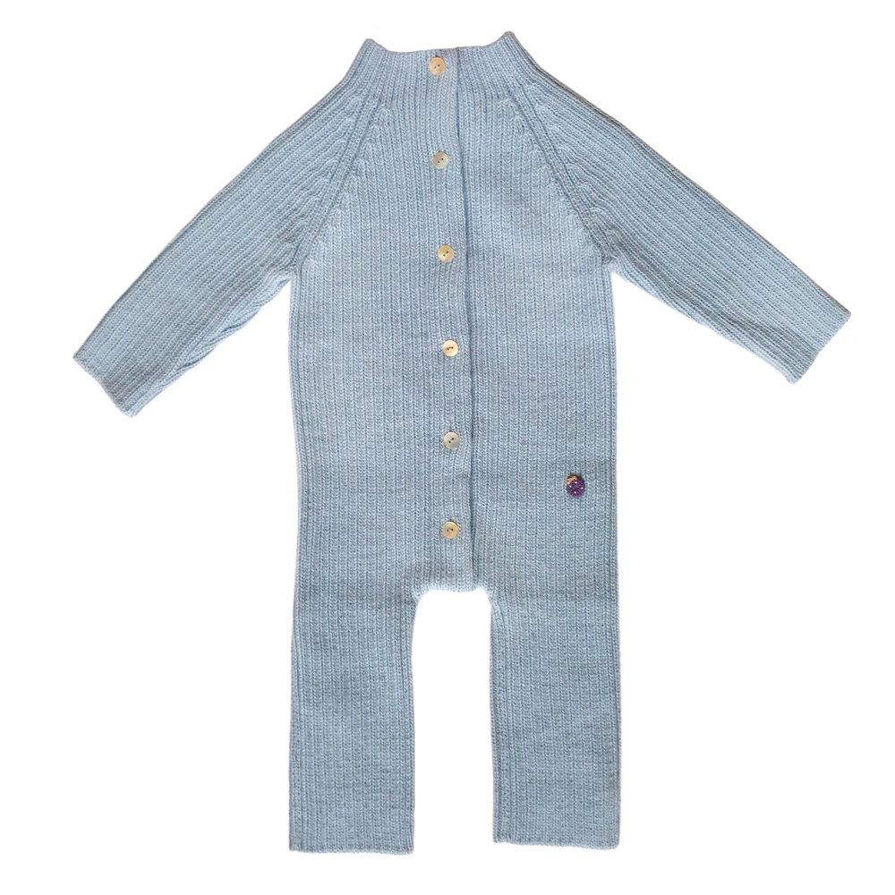 Esencia Terry Jumpsuit Baby Bunting Suit - 100% Alpaca Fiber Water | Little Mino