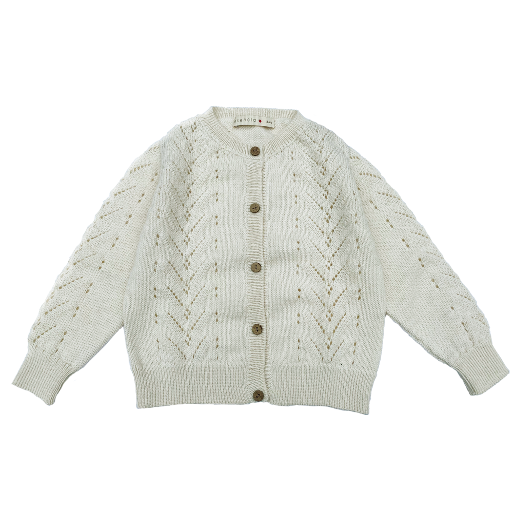 Esencia Alpaca Zeta Cardigan - 100% Alpaca Fiber Ivory | Little Mino