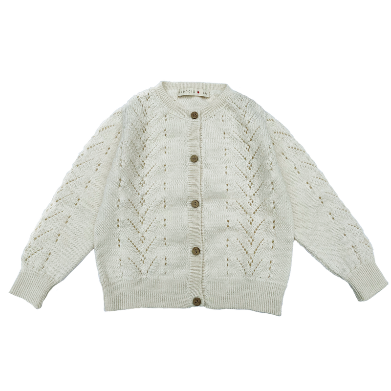 Esencia Alpaca Zeta Cardigan - 100% Alpaca Fiber Ivory | Little Mino