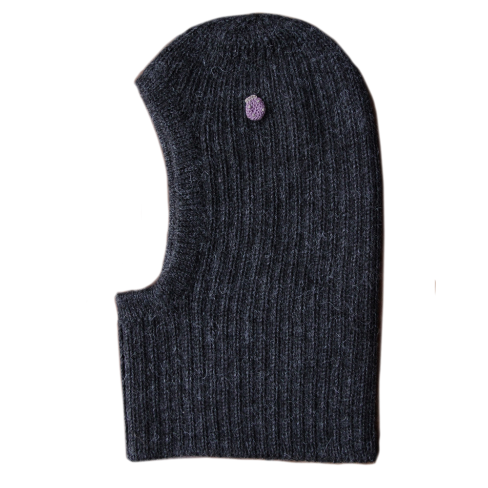 Esencia Zoey Balaclava Hat - 100% Alpaca Fiber Chracoal | Little Mino