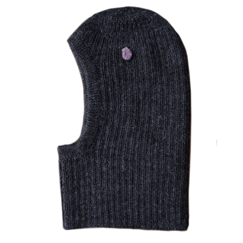 Esencia Zoey Balaclava Hat - 100% Alpaca Fiber Chracoal | Little Mino