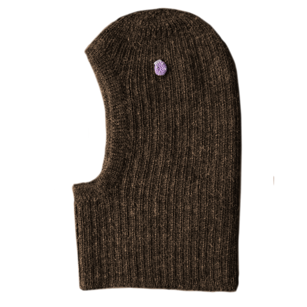 Esencia Zoey Balaclava Hat - 100% Alpaca Fiber Coffee | Little Mino