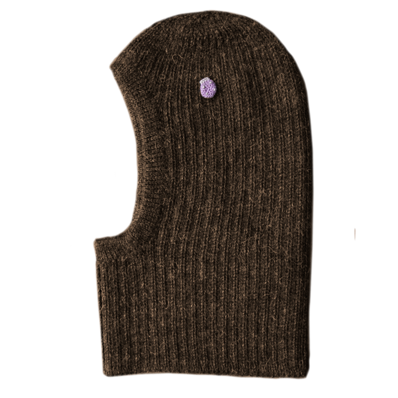 Esencia Zoey Balaclava Hat - 100% Alpaca Fiber Coffee | Little Mino