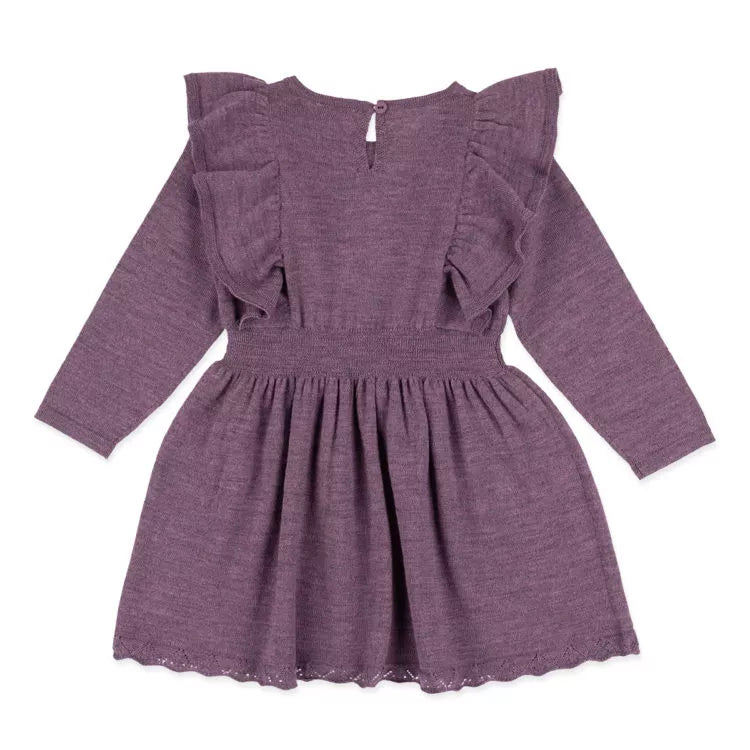Lillelam 100% Merino Joline Knitted Dress Purple Plum | Little Mino