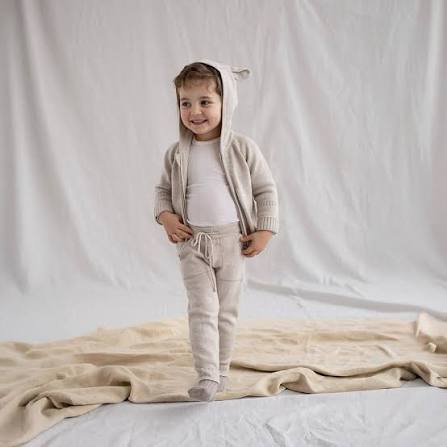 Lillelam 100% Merino Trousers with pockets - Beige | Little Mino