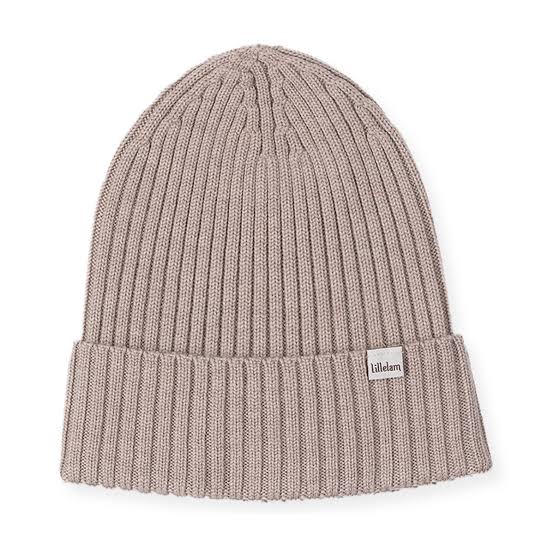 Lillelam 100% Merino Ribbed Beanie - Taupe | Little Mino
