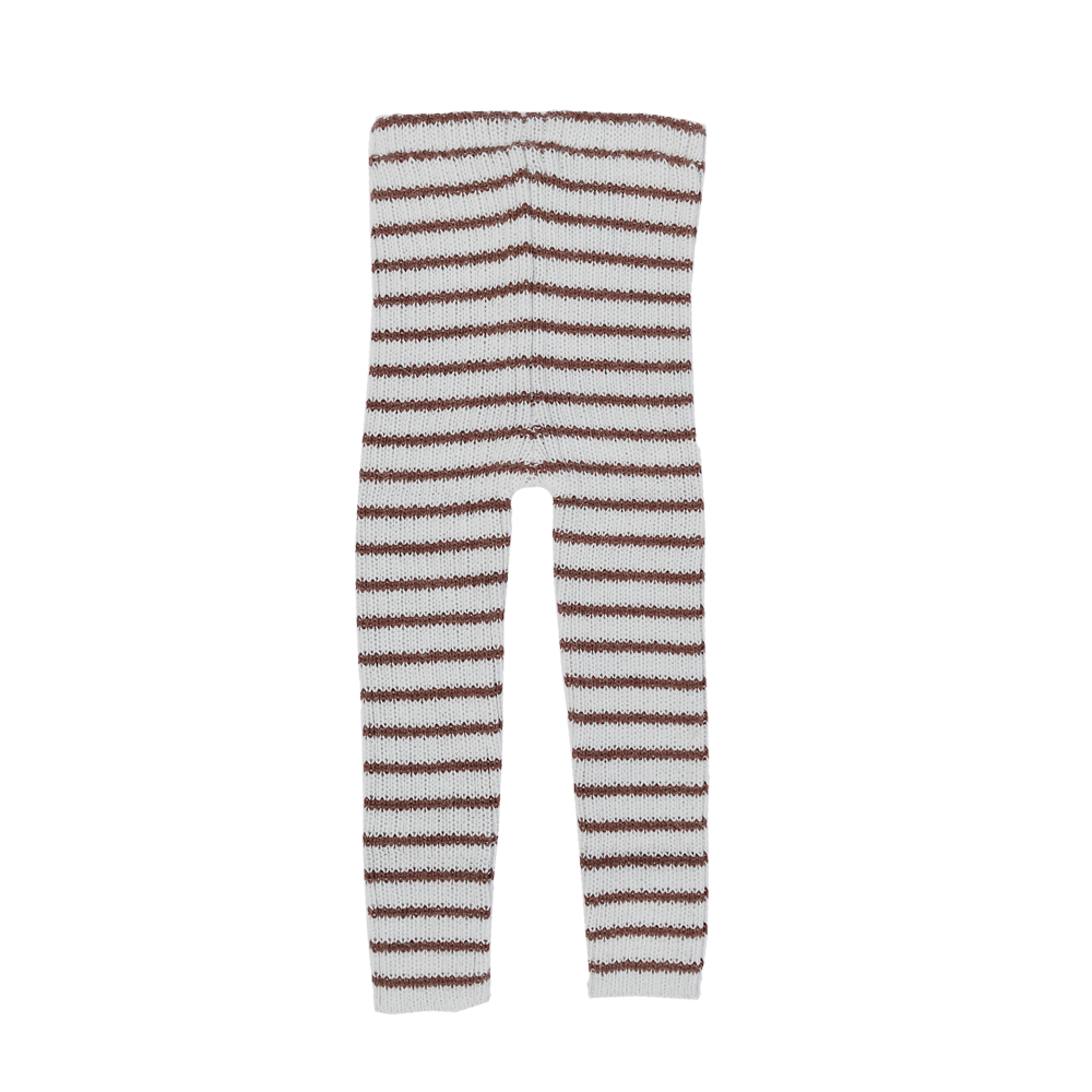 Esencia Rib Leggings Striped - 100% Alpaca Fiber Ivory/Cocoa | Little Mino