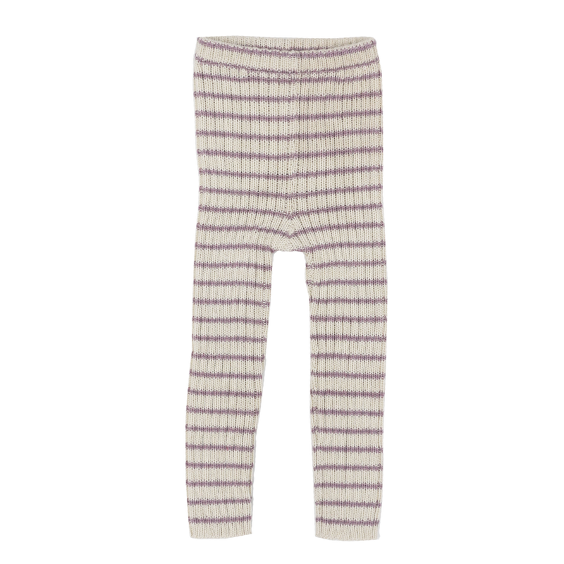 Esencia Rib Leggings Striped - 100% Alpaca Fiber Ivory/Rose | Little Mino
