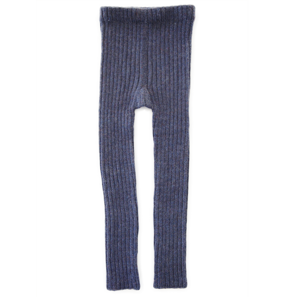 Esencia Rib Leggings - 100% Alpaca Fiber Blue | Little Mino