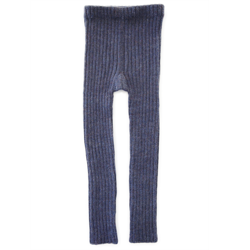 Esencia Rib Leggings - 100% Alpaca Fiber Blue | Little Mino