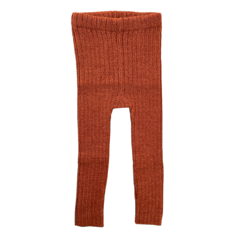 Esencia Rib Leggings - 100% Alpaca Fiber Brick Red | Little Mino