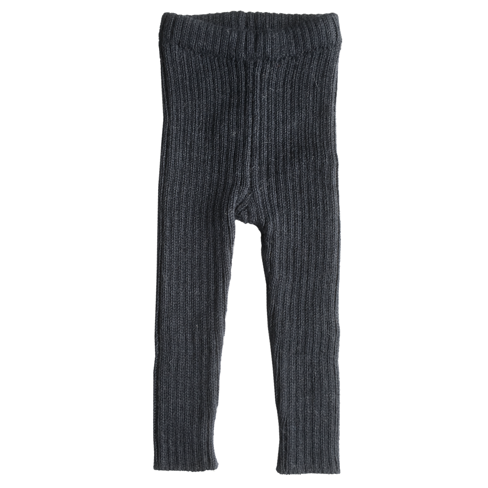 Esencia Rib Leggings - 100% Alpaca Fiber Charcoal | Little Mino