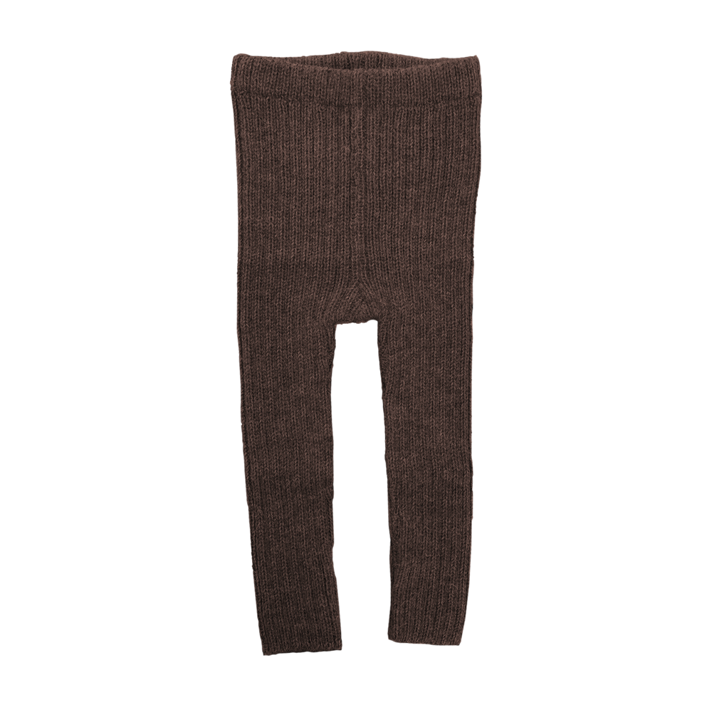 Esencia Rib Leggings - 100% Alpaca Fiber Coffee | Little Mino