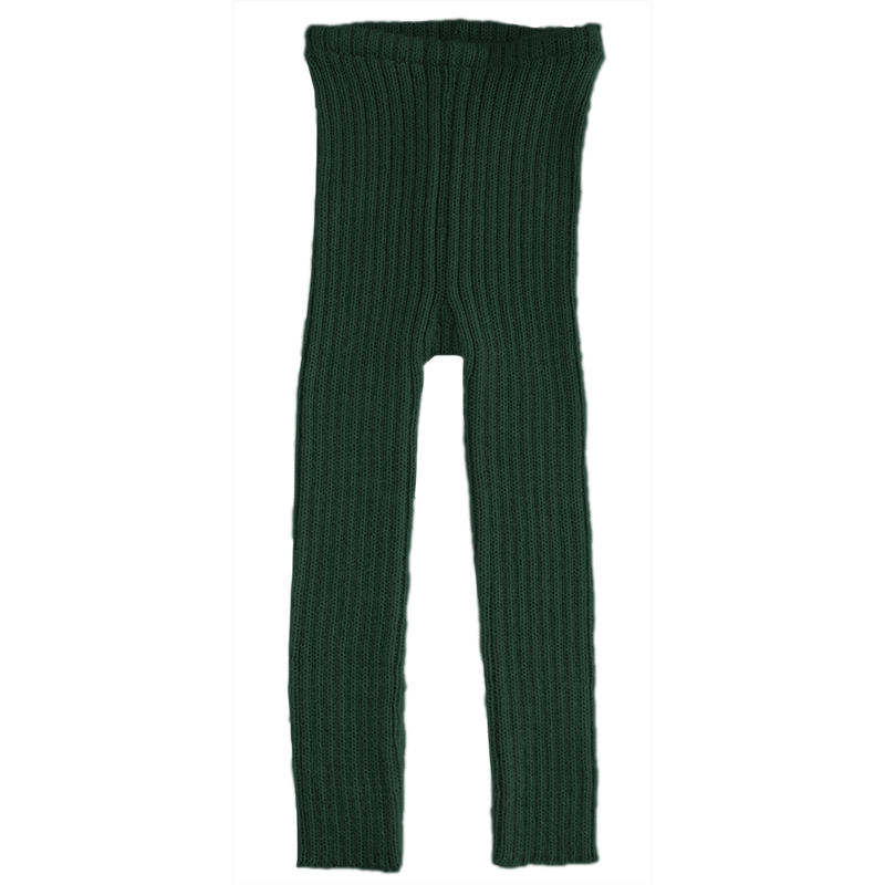 Esencia Rib Leggings - 100% Alpaca Fiber Dark Green | Little Mino