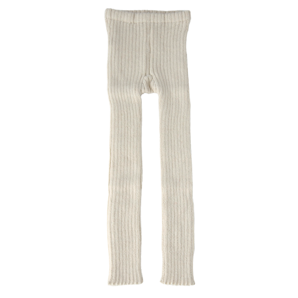 Esencia Rib Leggings - 100% Alpaca Fiber White Ivory | Little Mino