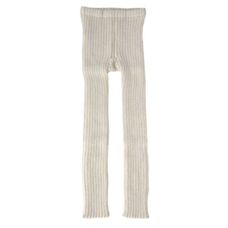 Esencia Rib Leggings - 100% Alpaca Fiber White Ivory | Little Mino