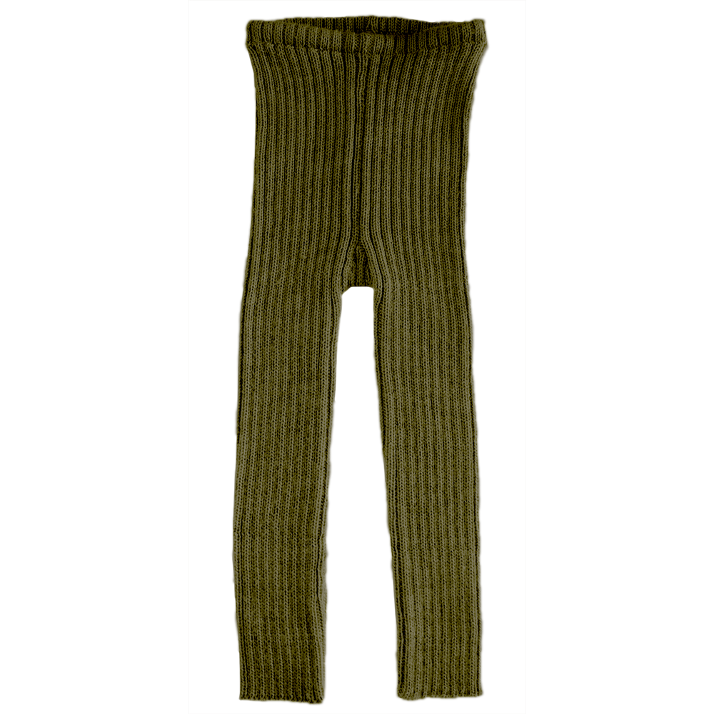 Esencia Rib Leggings - 100% Alpaca Fiber Olive Green | Little Mino
