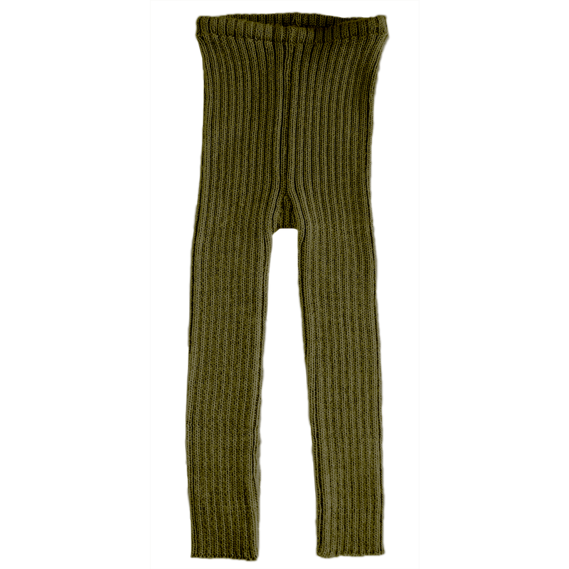 Esencia Rib Leggings - 100% Alpaca Fiber Olive Green | Little Mino
