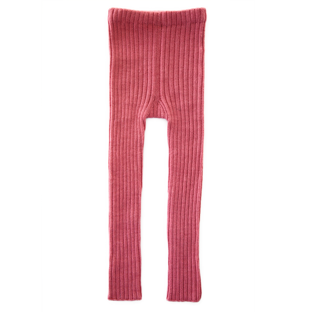Esencia Rib Leggings - 100% Alpaca Fiber Coral Pink | Little Mino