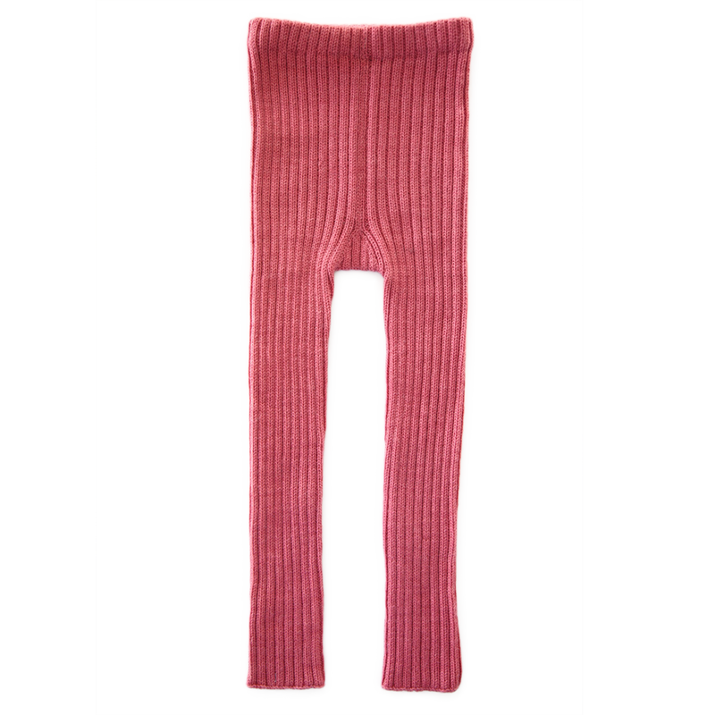 Esencia Rib Leggings - 100% Alpaca Fiber Coral Pink | Little Mino
