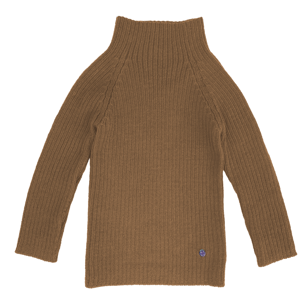 Esencia Rib Sweater - 100% Alpaca Fiber Camel | Little Mino