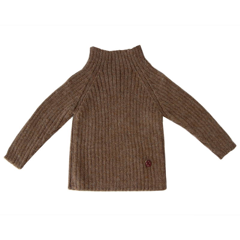 Esencia Rib Sweater - 100% Alpaca Fiber Coffee | Little Mino